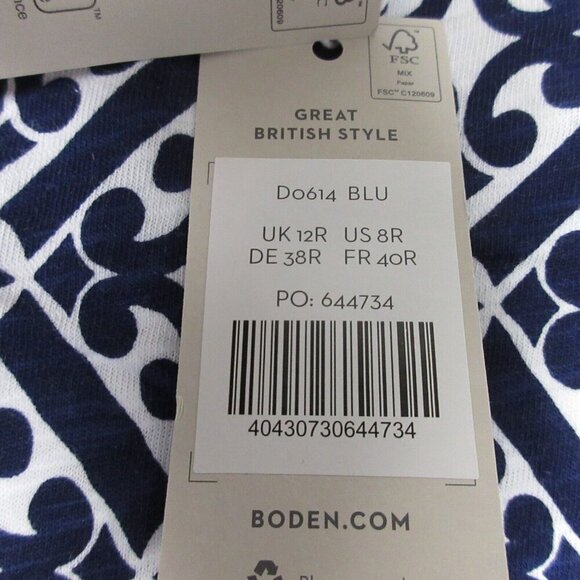 Boden Women Blue Geometric Sleeveless Racer Neck Mini Dress 8 Jersey Summer 194 - Picture 4 of 10